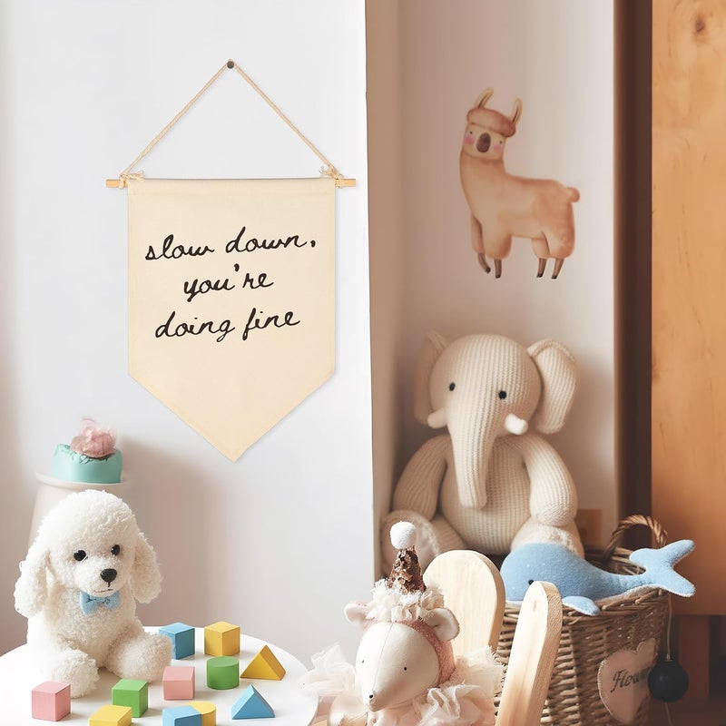 Sioial Mental Health Therapy Office Psychologist Counseling Office Calming Corner Wall Decor-Daily Reminder Positive Canvas Banner Pennant Flag Sign Wall Art-Classroom Decor-Slow Down You're Doing Fine - Image 3